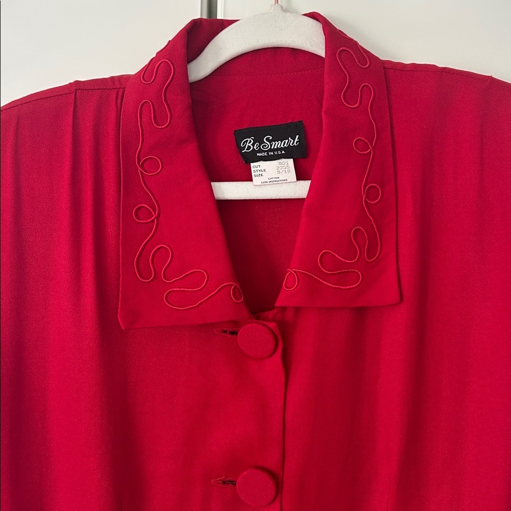 Vintage Red Button-Up Blazer